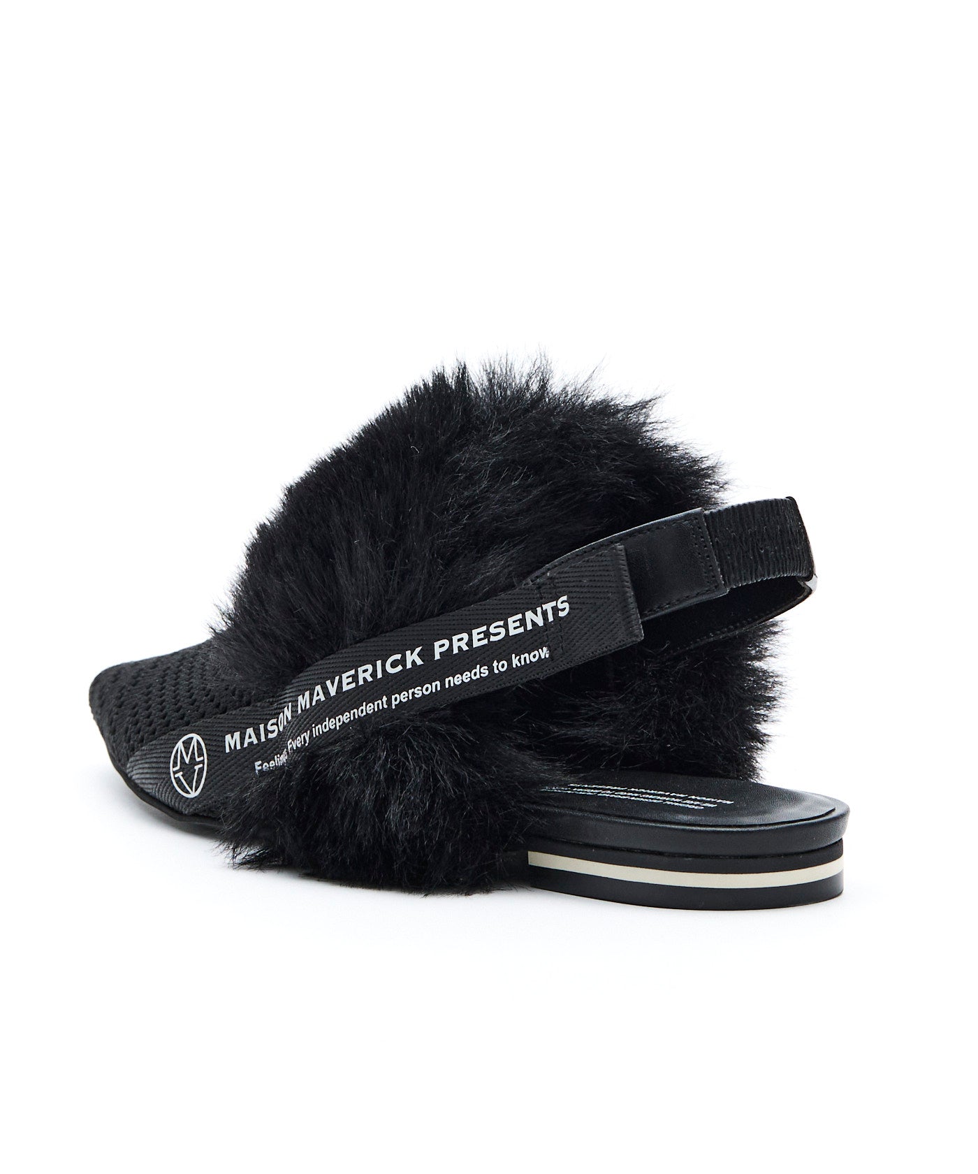 Pointed-Toe Fur Slingback Flats