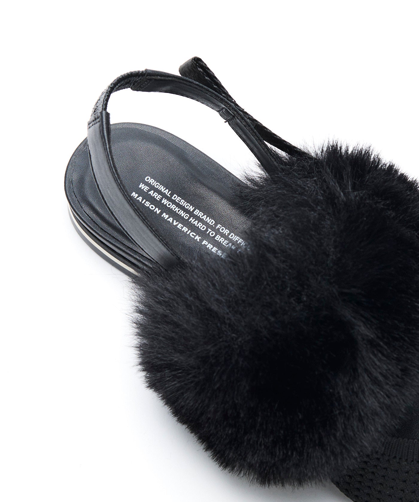 Pointed-Toe Fur Slingback Flats