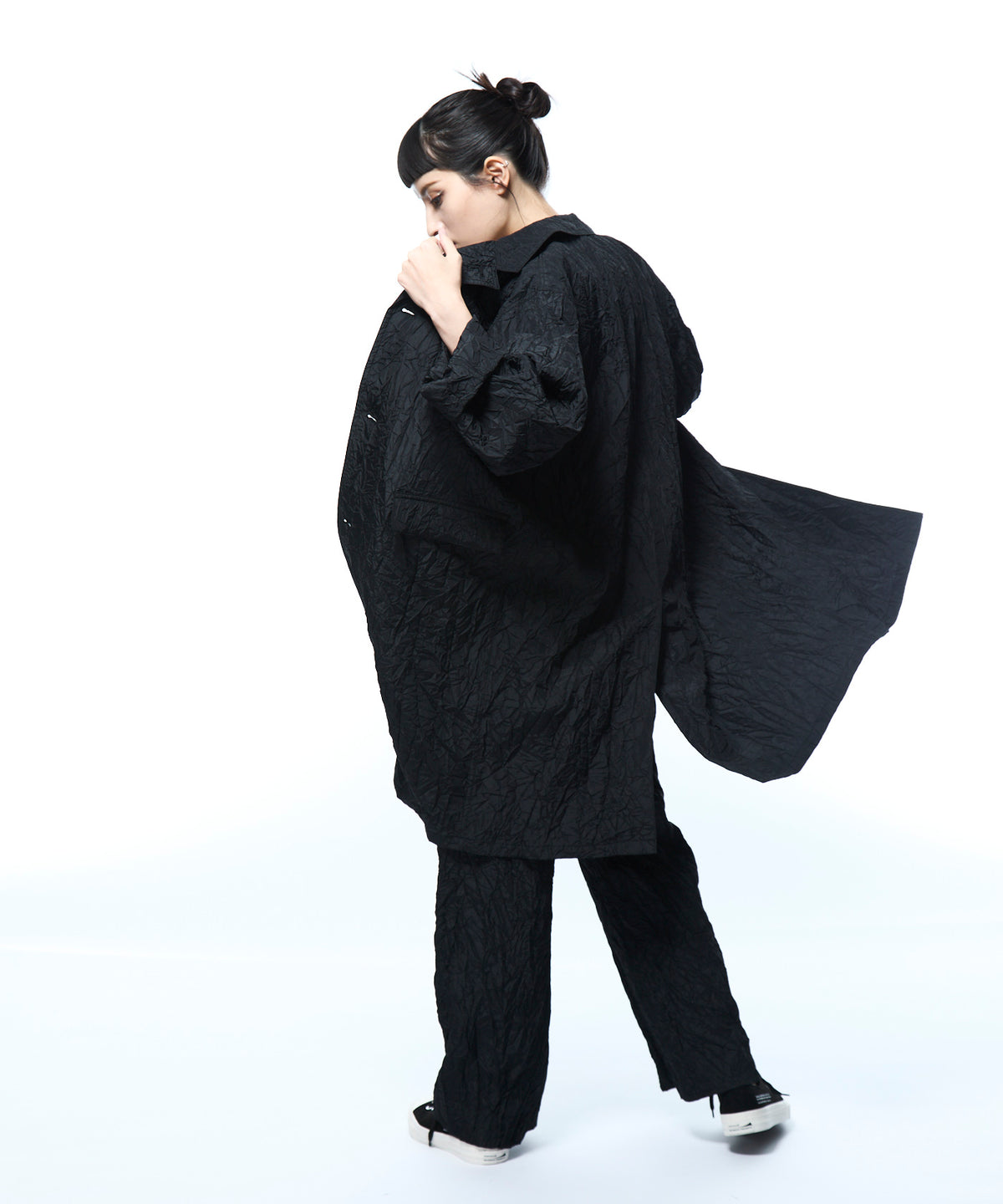 Crushed Taffeta Trench Coat