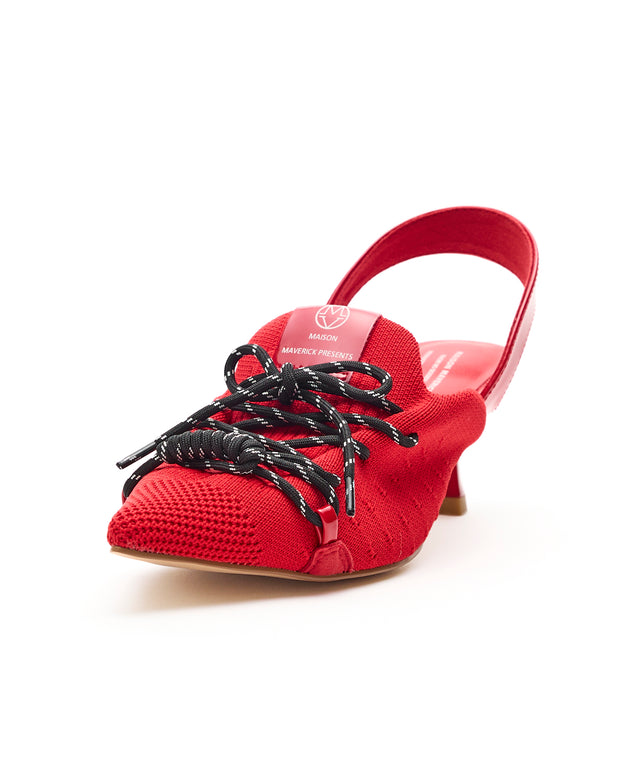 Knit Lace-Up Sneaker Heels