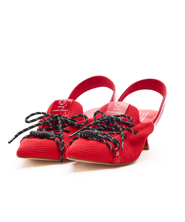 Knit Lace-Up Sneaker Heels