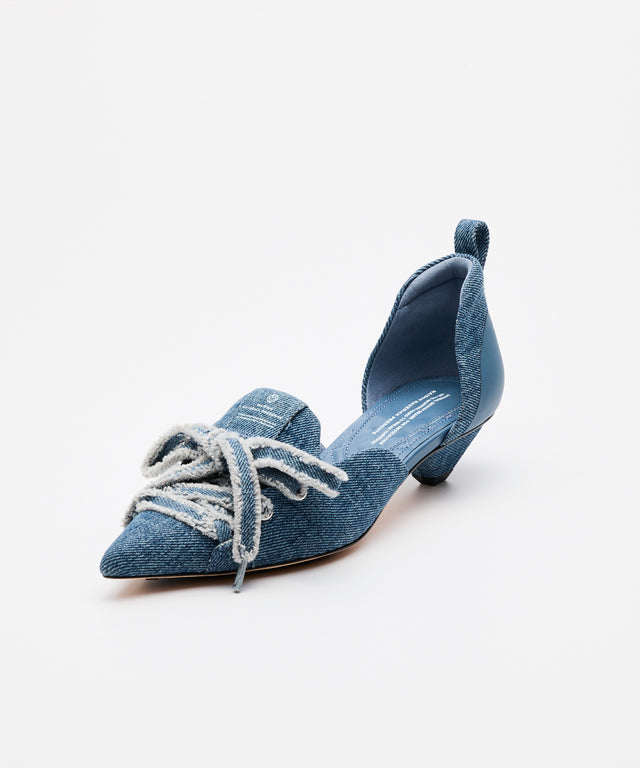 Lace-Up Denim Pumps