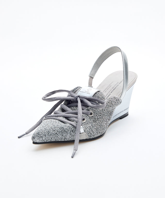 Knit Lace-Up Sneaker Wedges