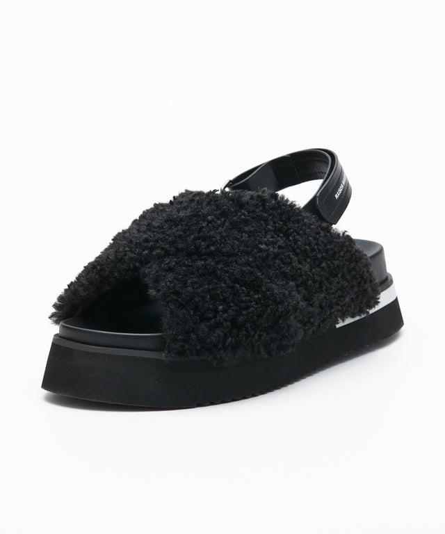 Chunky Sole Boa Sandals - Black