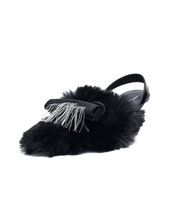 Furry Slingback Pumps