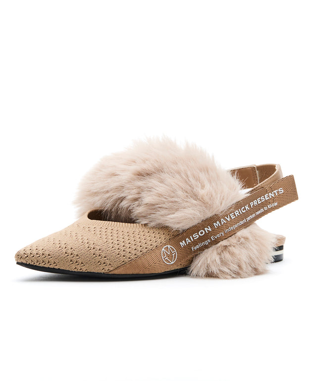 Pointed-Toe Fur Slingback Pumps