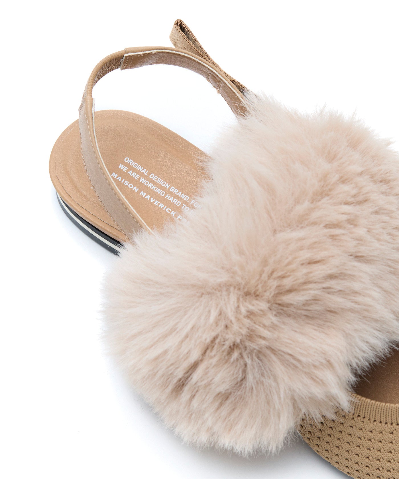 Pointed-Toe Fur Slingback Flats