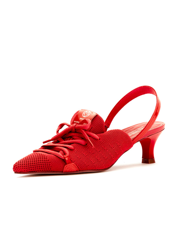 Knit Lace-Up Sneaker Heels