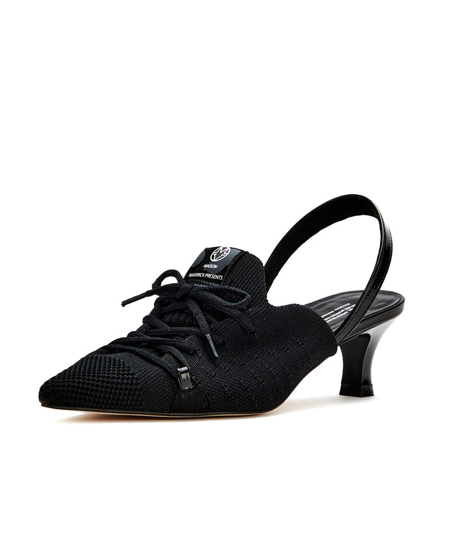 Knit Lace-Up Sneaker Heels