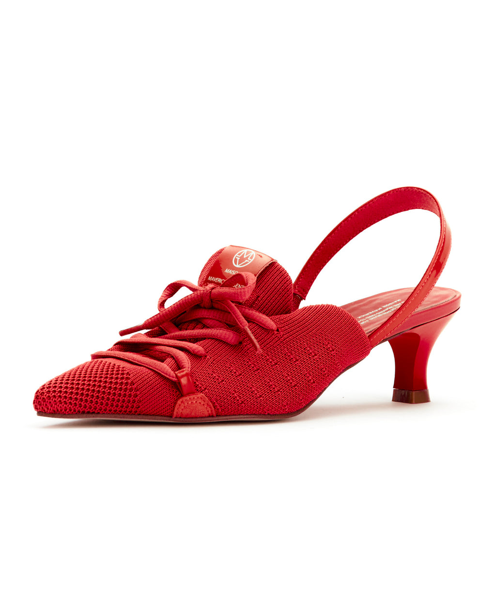 Knit Lace-Up Sneaker Heels - Red – MAISON MAVERICK PRESENTS
