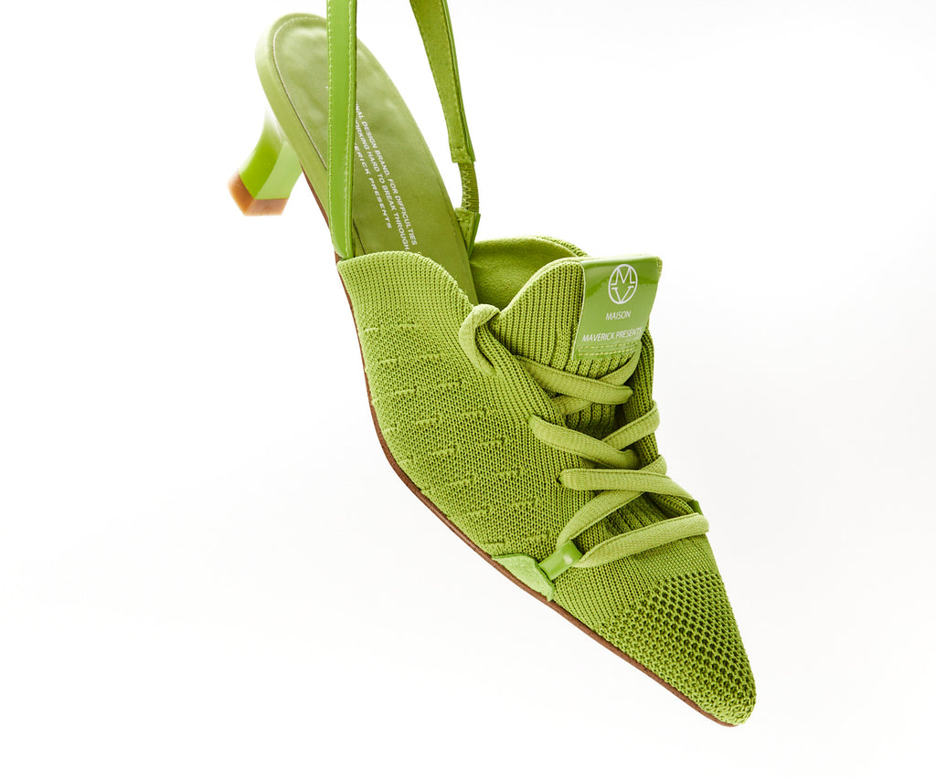 Knit Lace-Up Sneaker Heels - Green – MAISON MAVERICK PRESENTS