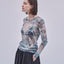 Original Print Mesh Long-Sleeve Top