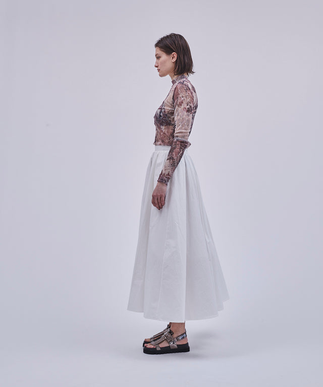 Gathered Cotton Flare Skirt