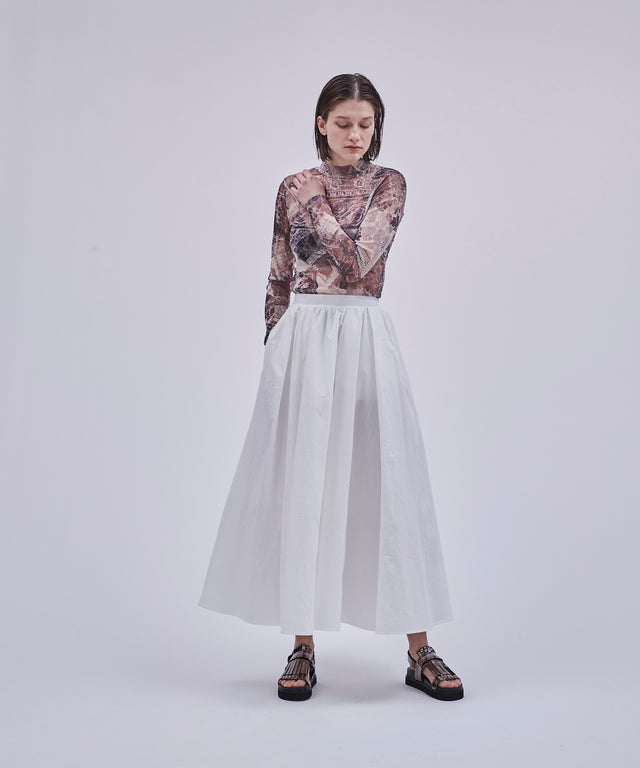 Gathered Cotton Flare Skirt