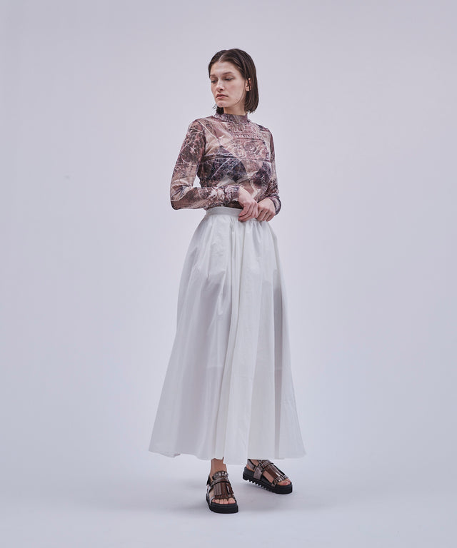 Gathered Cotton Flare Skirt