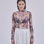 Original Print Mock Neck Mesh Top