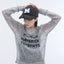 See-through mesh knit sequin logo pullover