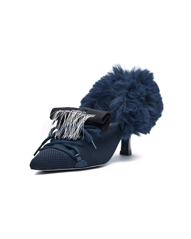 Furry Heel Pumps