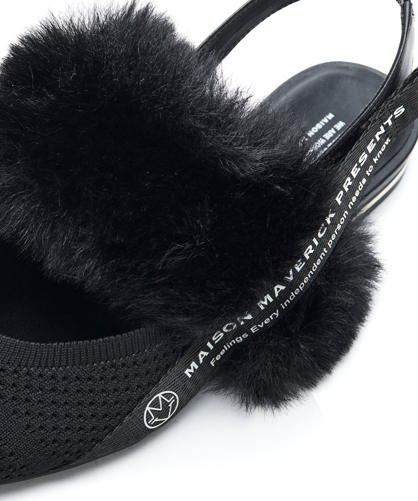 Pointed-Toe Fur Slingback Flats