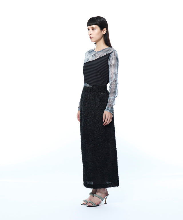 Elastic Back Waist Shaggy Skirt