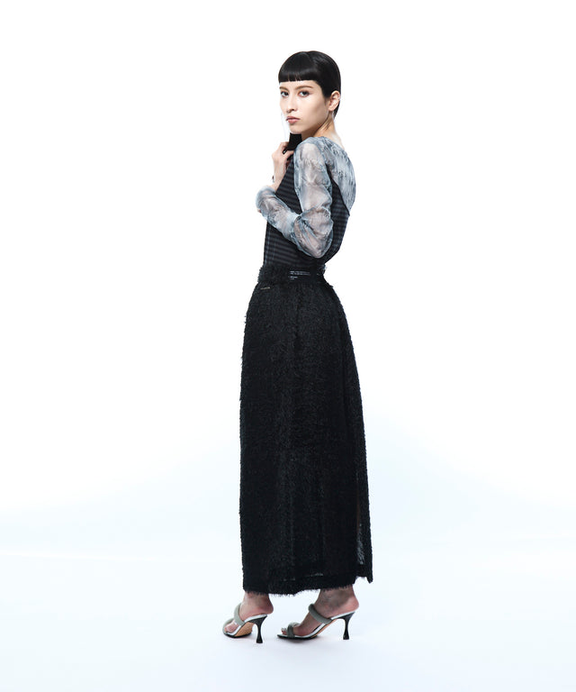 Elastic Back Waist Shaggy Skirt
