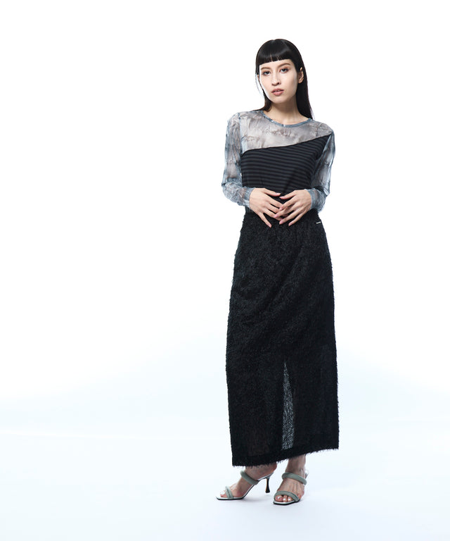 Elastic Back Waist Shaggy Skirt