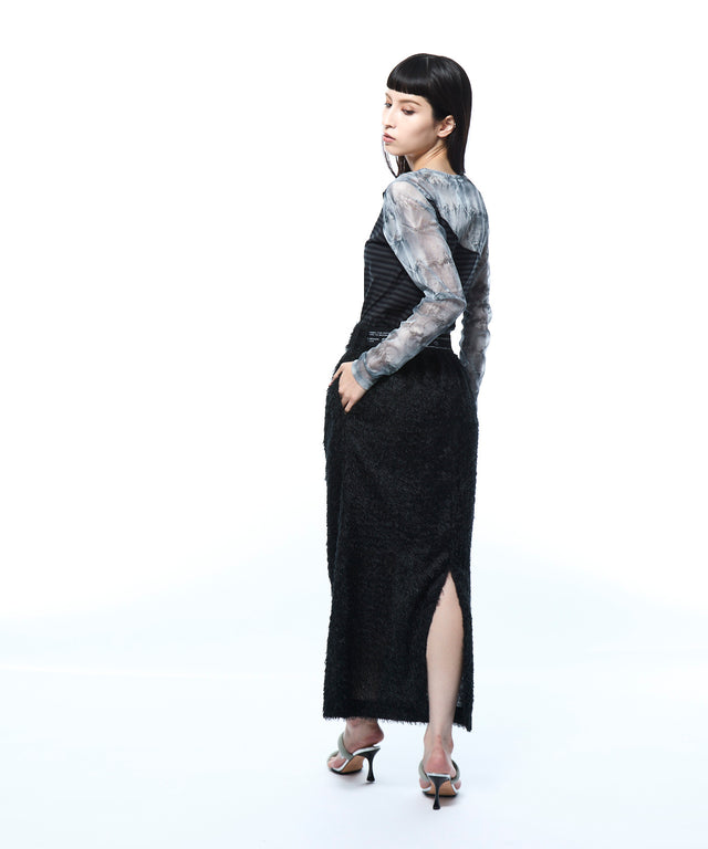 Elastic Back Waist Shaggy Skirt
