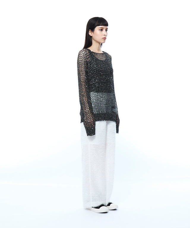Elastic Back Waist Shaggy Pants