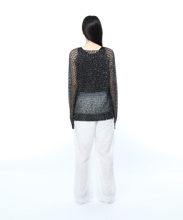 Elastic Back Waist Shaggy Pants