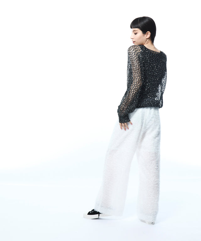 Elastic Back Waist Shaggy Pants