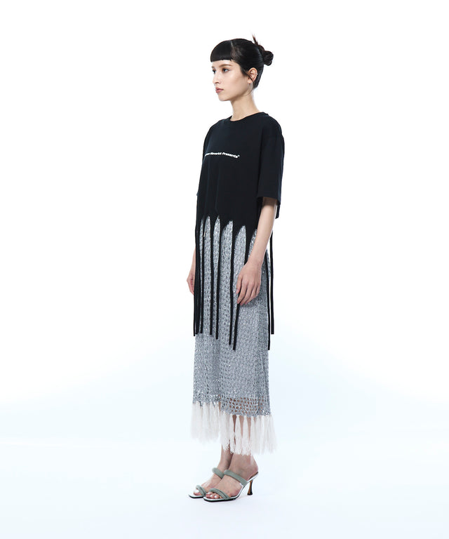Mesh Sequins Knit Skirt