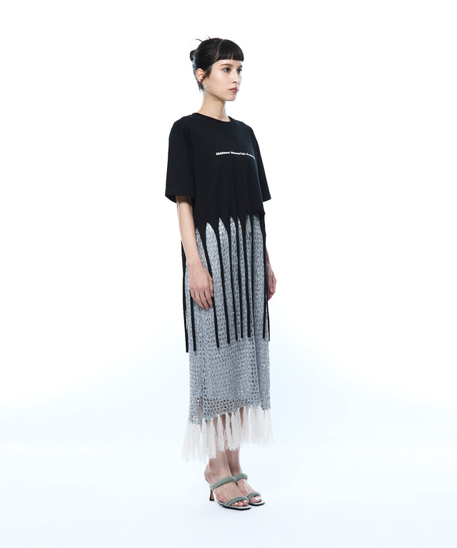Mesh Sequins Knit Skirt