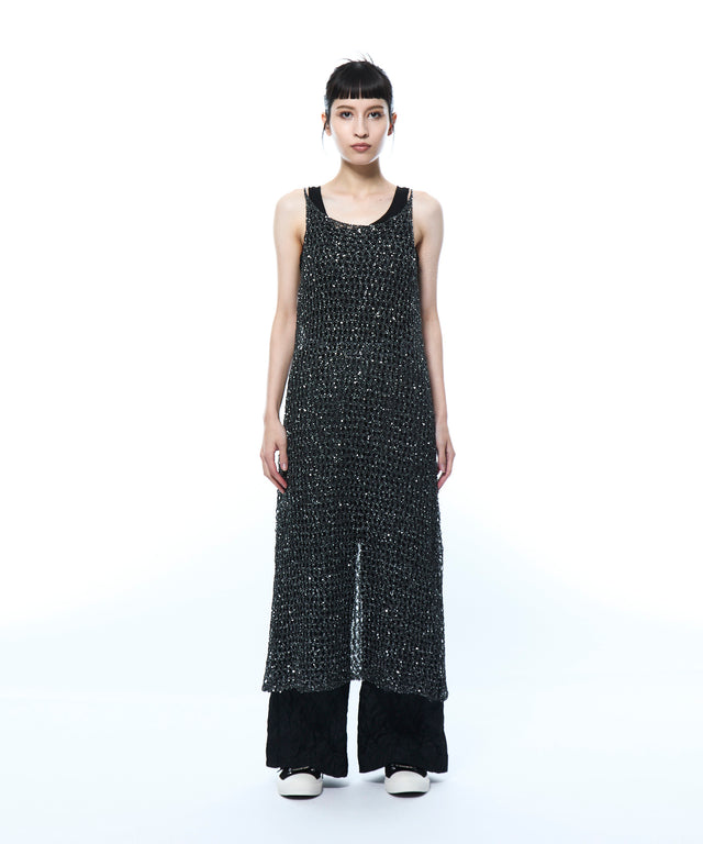 Mesh Sequins Knit Dress