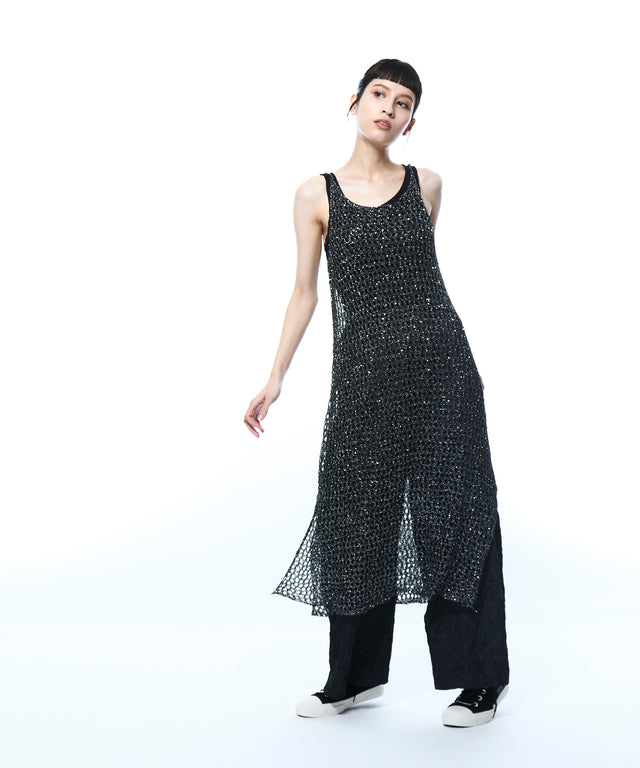 Mesh Sequins Knit Dress