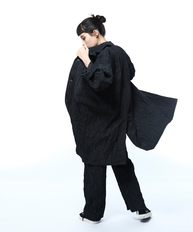 Chambray vintage crushed taffeta coat