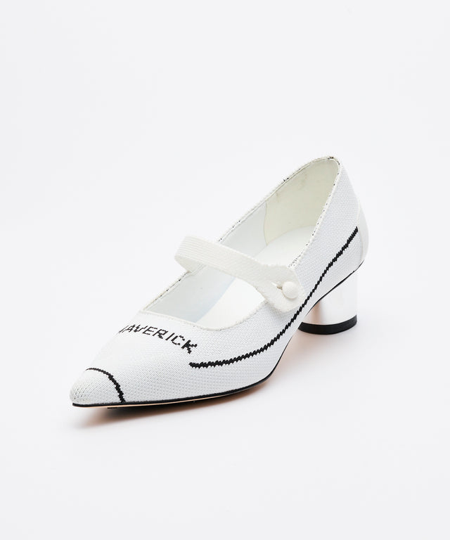 Pointed-Toe Metal Heel - White