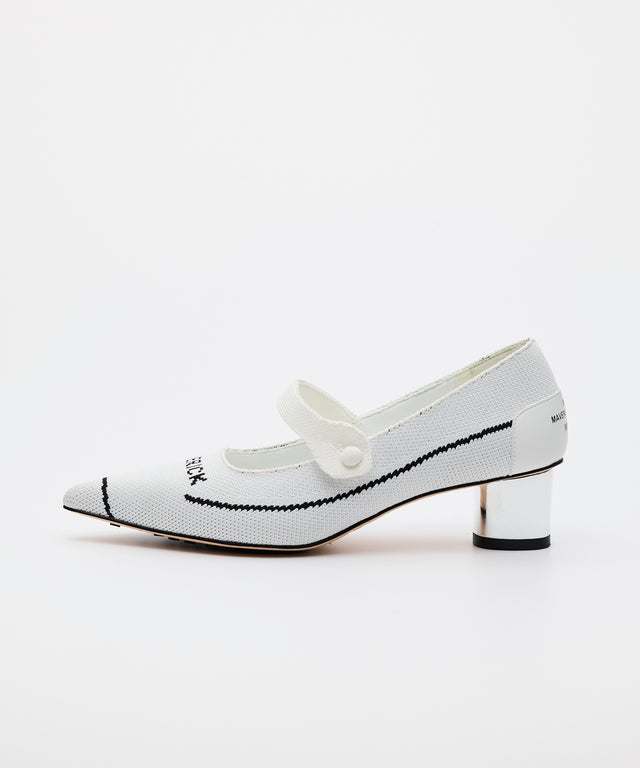 Pointed-Toe Metal Heel - White