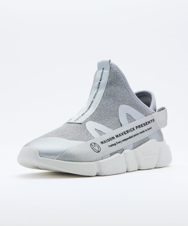 Dad Slip-ons Knit Sneakers　silver