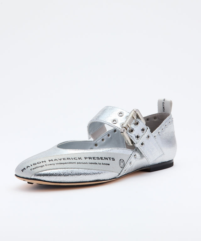 Buckled Ballerina Shoes silver