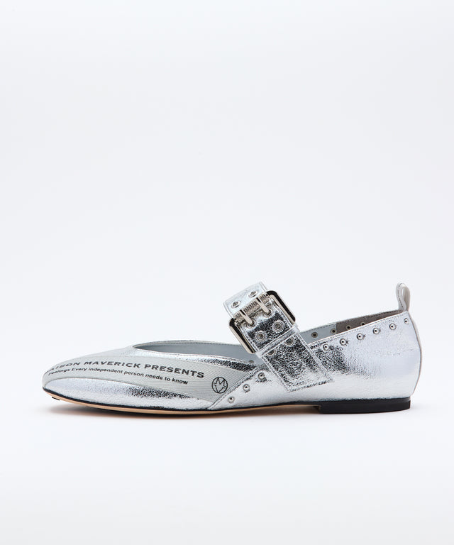 Buckled Ballerina Shoes silver