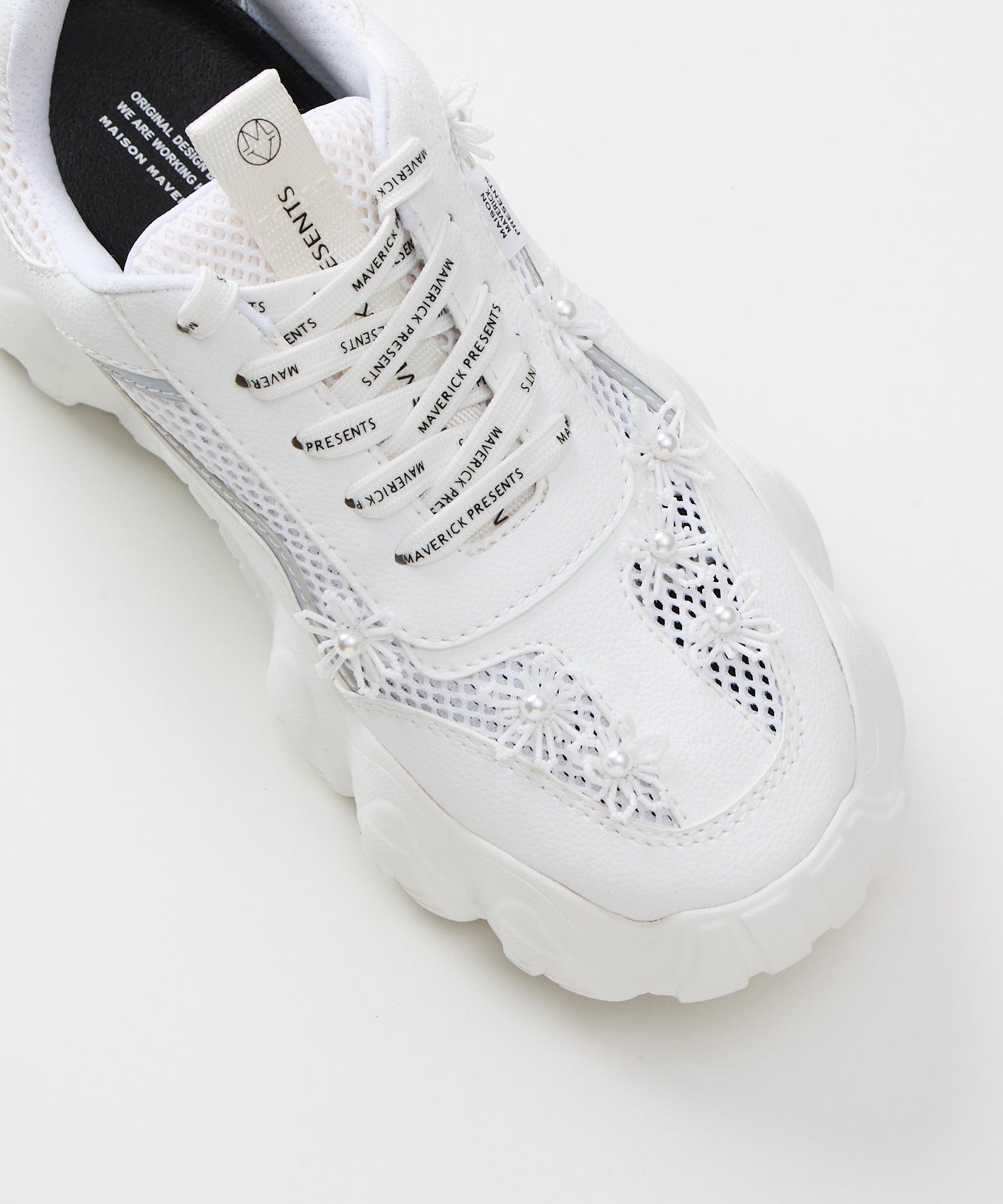 Beaded Floral Hybrid Sneakers - White – MAISON MAVERICK PRESENTS