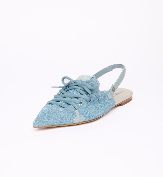 Lace-Up Slingback Flats - Blue Sparkle