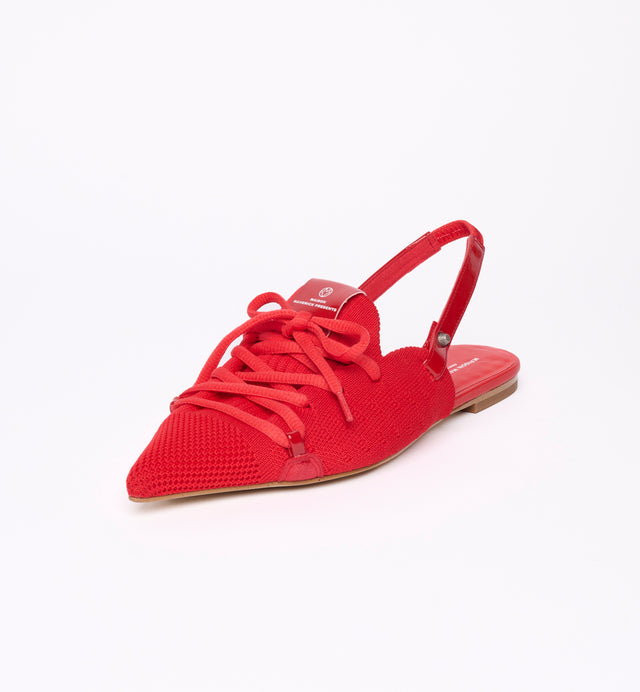 Lace-Up Slingback Flats - Red