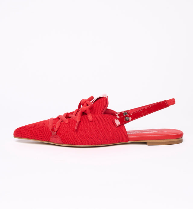 Lace-Up Slingback Flats - Red