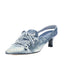 Distressed Denim Lace-Up Sneaker Heels