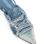 Distressed Denim Lace-Up Sneaker Heels