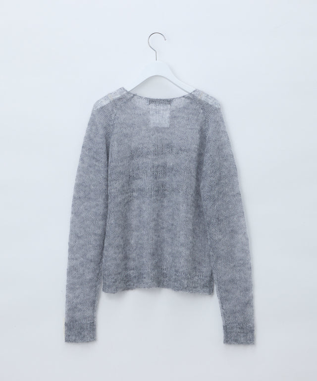 See-through mesh knit sequin logo pullover