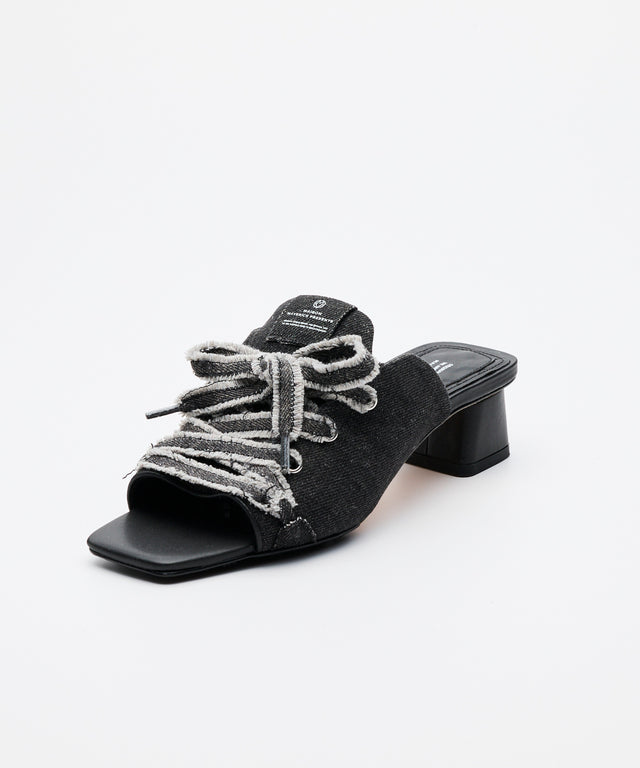 Denim Mule Sandals -Black