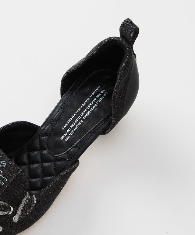 Lace-Up Denim Pumps - Black