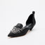 Lace-Up Denim Pumps - Black